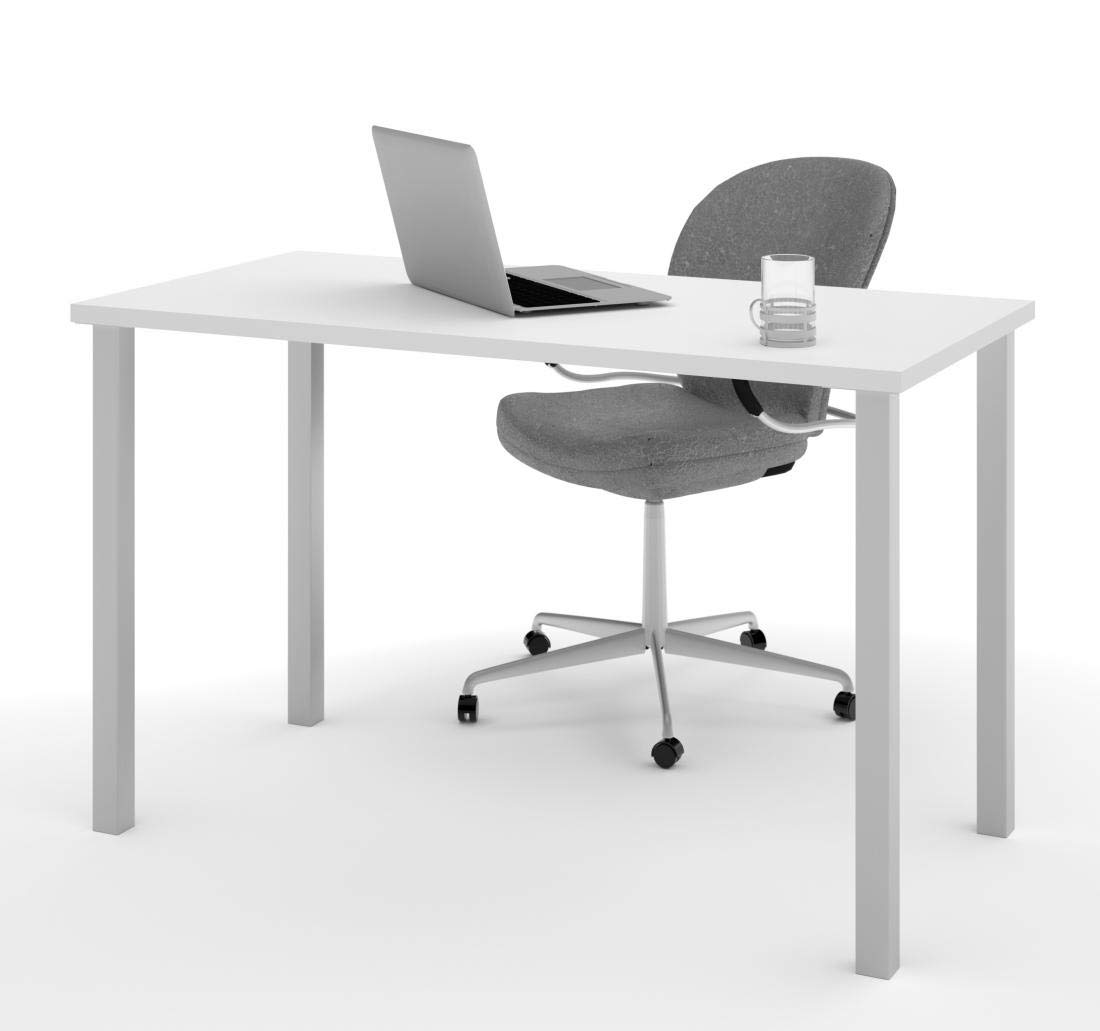 Bestar Universel Table Desk with Square Metal Legs, 24 Inch X 48 Inch, White