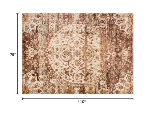 Loloi Anastasia 6'-7" x 9'-2" Area Rug in Rust/Ivory - Ornate & Traditional Designed Area Rugs for Living Room, Bedroom, Entryway & Hallway, No Shed High Traffic Area Home Decor Rug