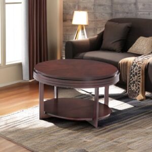 Leick Home 10109-CH Oval Small Coffee Table with Shelf, Chocolate Cherry