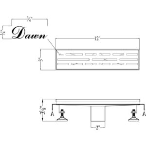 Dawn LAN120304 Amazon River Series Linear Shower Drain, 12-Inch