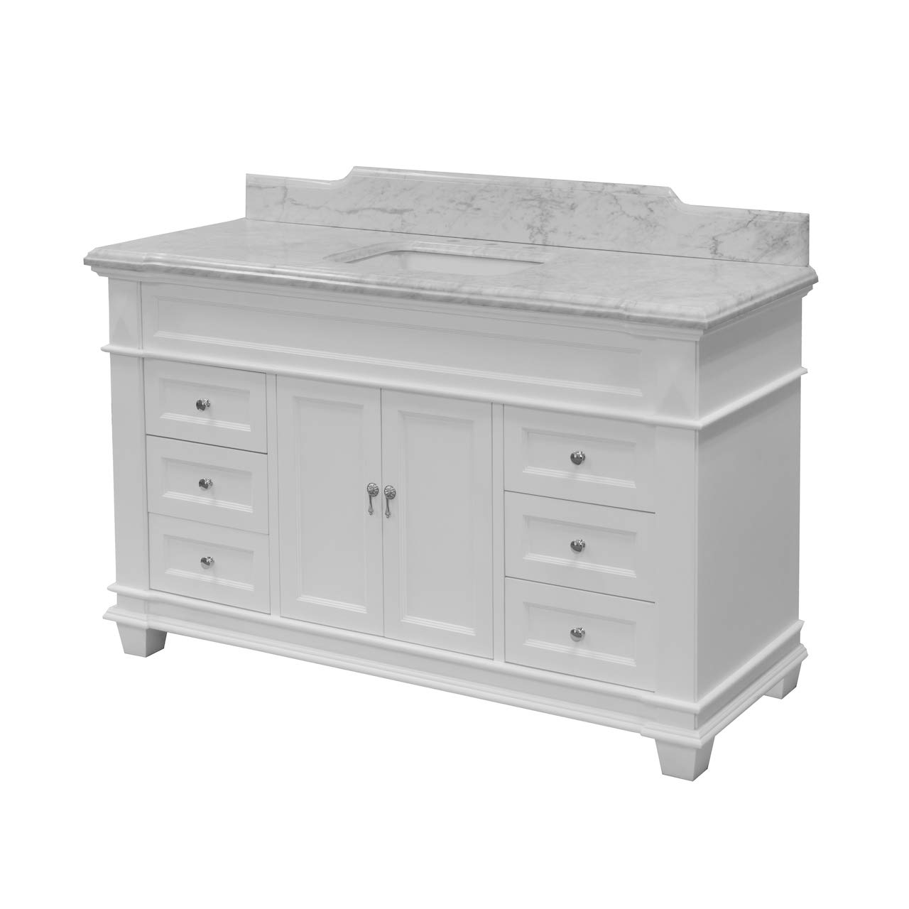 Kitchen Bath Collection Elizabeth 60-inch Single Bathroom Vanity (Carrara/White): Includes White Cabinet with Authentic Italian Carrara Marble Countertop and White Ceramic Sink