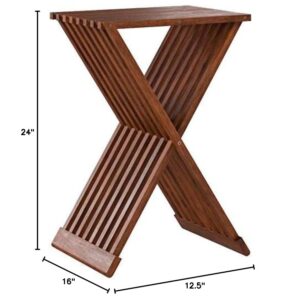 Bare Decor Leaf Folding Counterstool in Solid Teak Wood 24" high,Brown