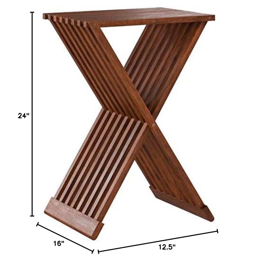 Bare Decor Leaf Folding Counterstool in Solid Teak Wood 24" high,Brown