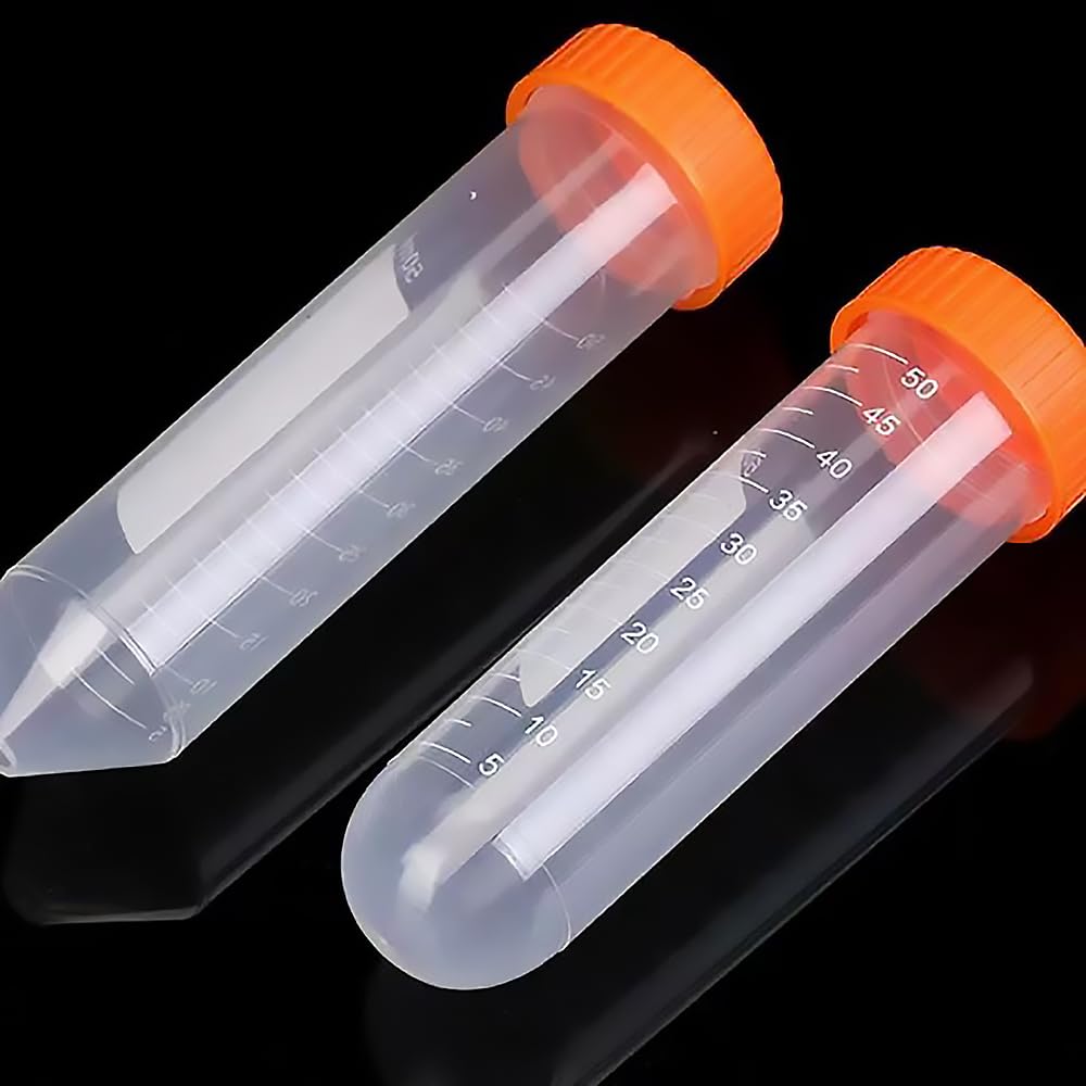 BIPEE Centrifuge Tubes, 50mL lab tubes, test tubes with caps, Plastic Container for plant tissue culture kit，coffee tubes，round bottom pack 10 pcs.