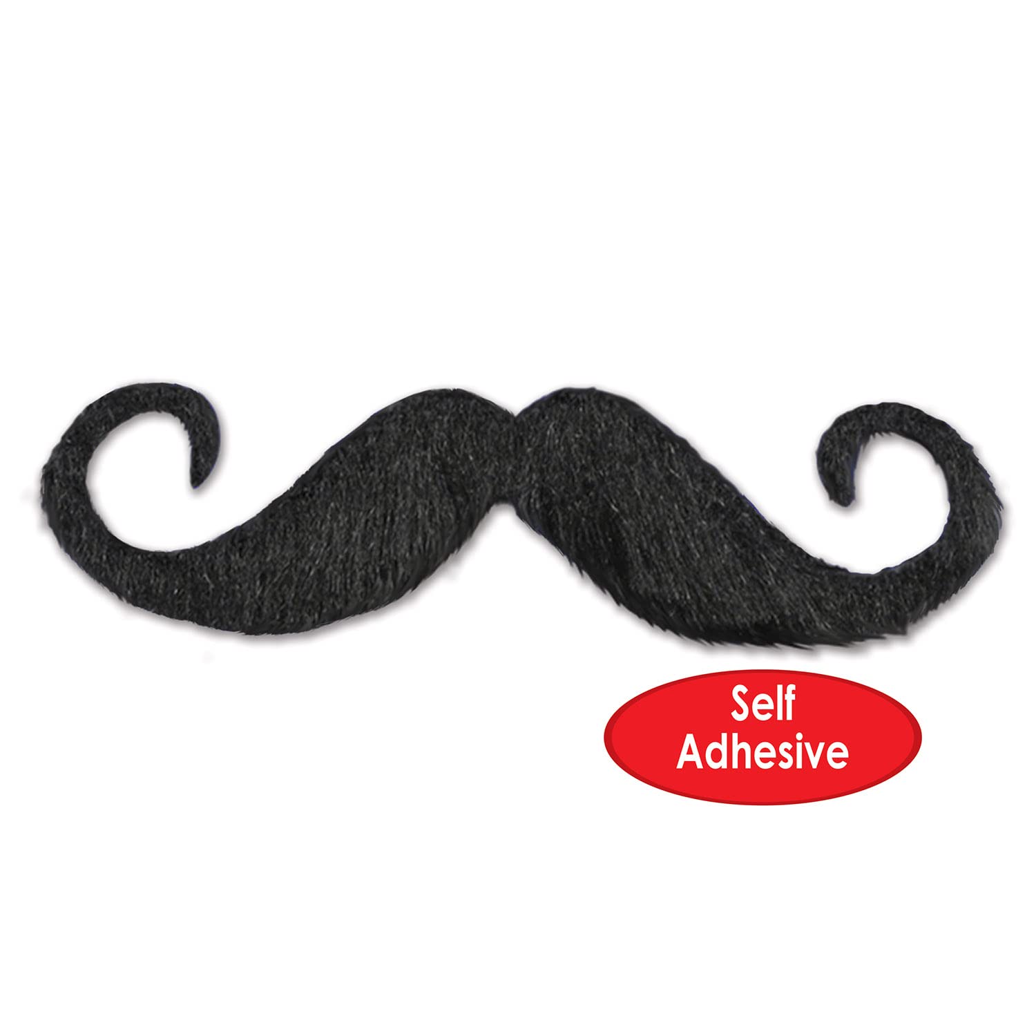 Beistle Handlebar Mustache, Self-Adhesive Fake Hairy 'stache, Halloween Stick on Facial Hair for Pirates, Cowboys, & Mario Costume for Parties, 5”