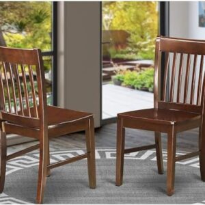 East West Furniture NFC-MAH-W Norfolk Dining Room Chairs - Slat Back Solid Wood Seat Chairs, Set of 2, Mahogany