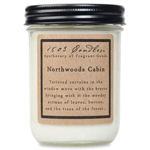 1803 candles - 14 oz. jar soy candles - (northwoods cabin)