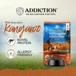 Addiction Wild Kangaroo & Apples - Dry Dog Food - Limited Ingredient Novel Protein - Muscle and Weight Management - Grain-Free - Ideal for Dogs with Food Allergies - Crafted in New Zealand 4lb