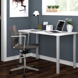 Bestar Universel Table Desk with Square Metal Legs, 24 Inch X 48 Inch, White