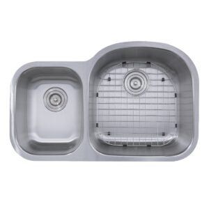 nantucket sinks ns7030-r-16 70/30 reverse double bowl 16 gauge undermount stainless steel kitchen sink, 32.5"