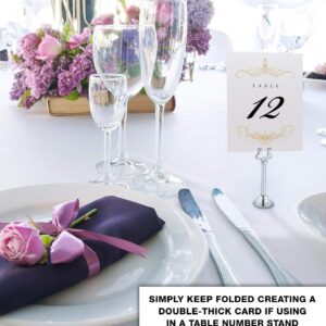 Decadent Flourish Wedding Table Numbers (Select Color/Quantity), Champagne, Gold, 1-20, Double Sided, Tent or Use in a Stand, Great for Parties & Restaurants - Made in the USA