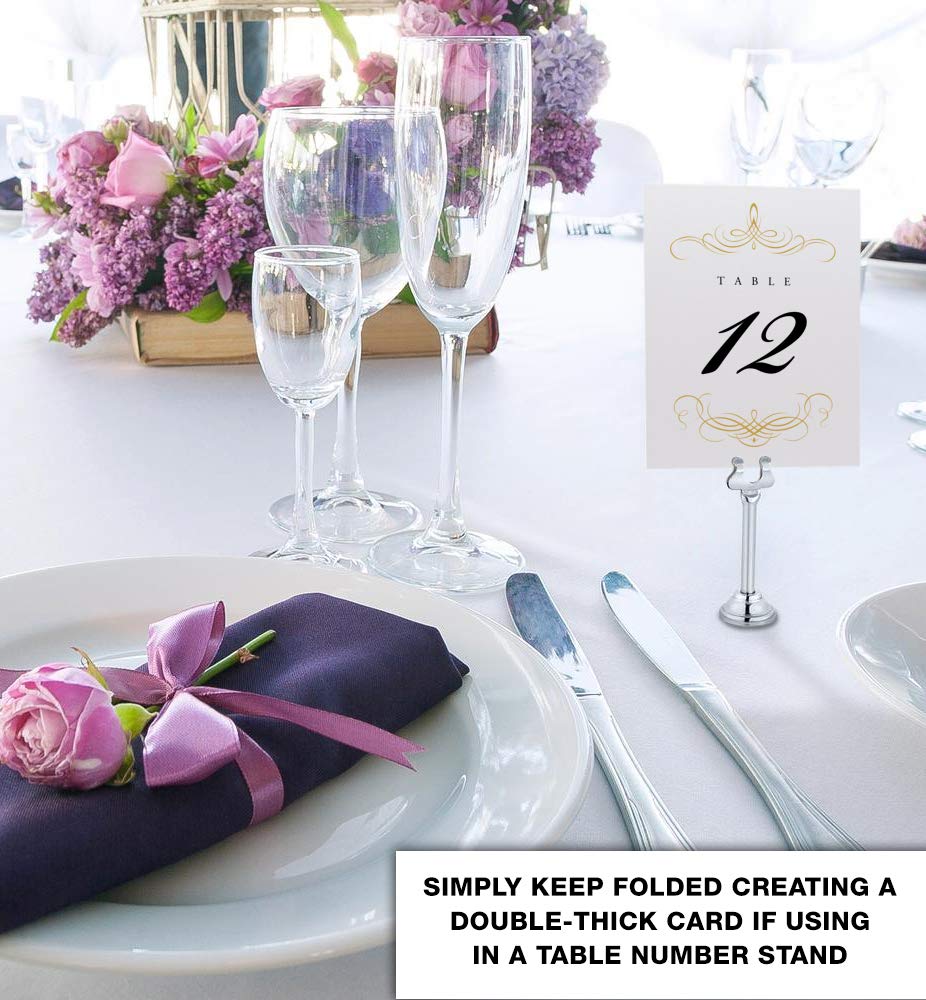 Decadent Flourish Wedding Table Numbers (Select Color/Quantity), Champagne, Gold, 1-20, Double Sided, Tent or Use in a Stand, Great for Parties & Restaurants - Made in the USA