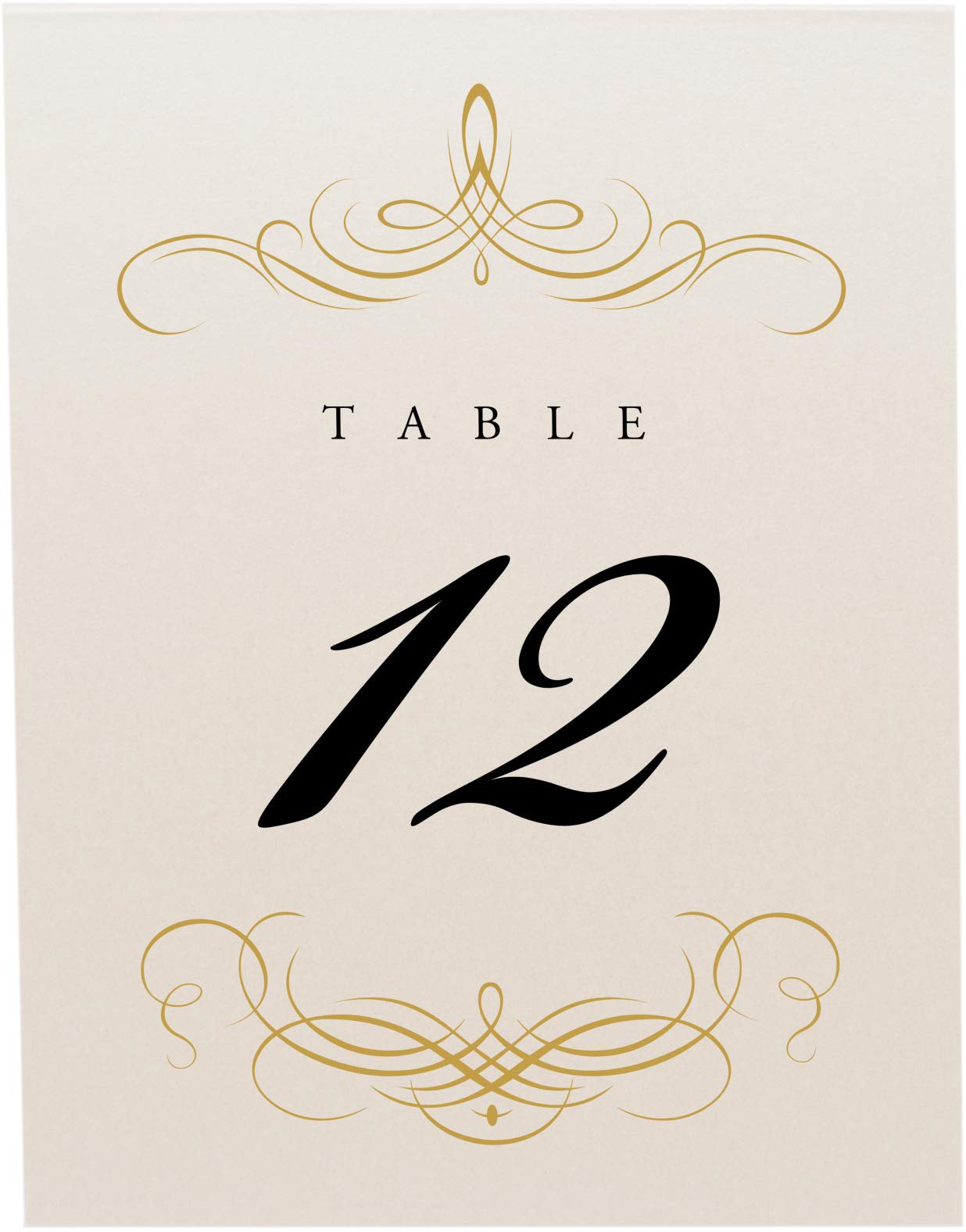 Decadent Flourish Wedding Table Numbers (Select Color/Quantity), Champagne, Gold, 1-20, Double Sided, Tent or Use in a Stand, Great for Parties & Restaurants - Made in the USA