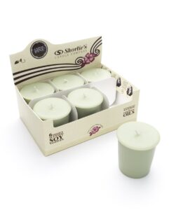 tahoe pine soy votive candles - scented with essential & natural oils - 6 green natural votive candle refills - fresh & clean collection