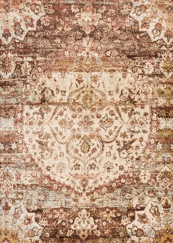 Loloi Anastasia 6'-7" x 9'-2" Area Rug in Rust/Ivory - Ornate & Traditional Designed Area Rugs for Living Room, Bedroom, Entryway & Hallway, No Shed High Traffic Area Home Decor Rug