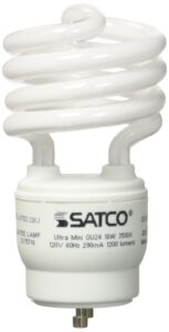 satco 08229-18w cfl t2/gu24/3500k/120v/1pk s8229 twist style twist and lock base compact fluorescent light bulb