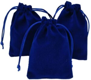 kupoo 50 pieces wholesale lot - royal blue velvet cloth jewelry pouches/drawstring bags 4" x 3"