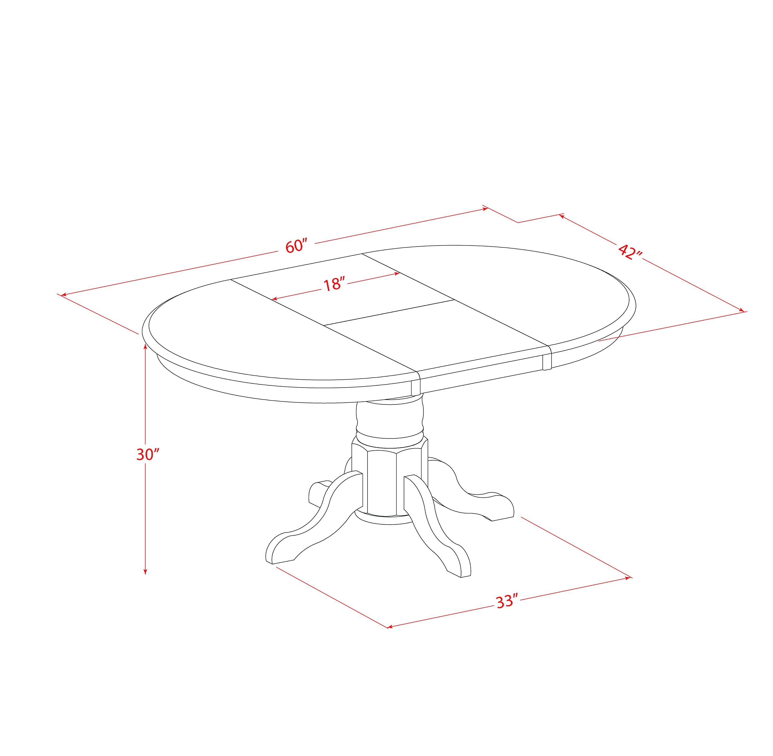 East West Furniture AVT-SBR-TP Avon Kitchen Dining Table - an Oval Wooden Table Top with Butterfly Leaf & Pedestal Base, 42x60 Inch, Saddle Brown