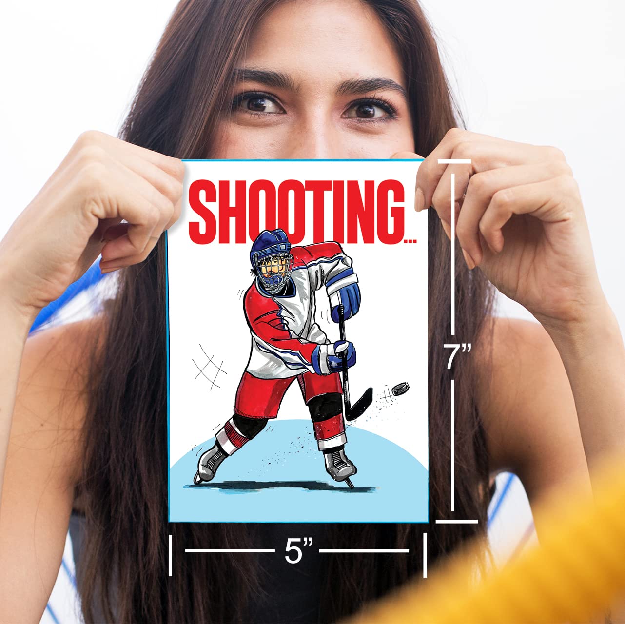 Play Strong Hockey Birthday Card 1-Pack (5x7) Power Player Illustrated Sports Birthday Cards Greeting Cards- Awesome for Hockey Players, Coaches and Fans Birthdays, Gifts and Parties!