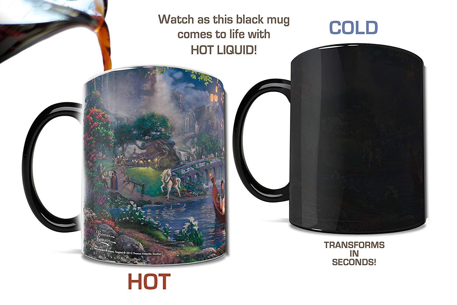 Disney - Tangled - Rapunzel - I See the Light - One 11 oz Morphing Mugs Color Changing Heat Sensitive Ceramic Mug – Image Revealed When HOT Liquid Is Added!