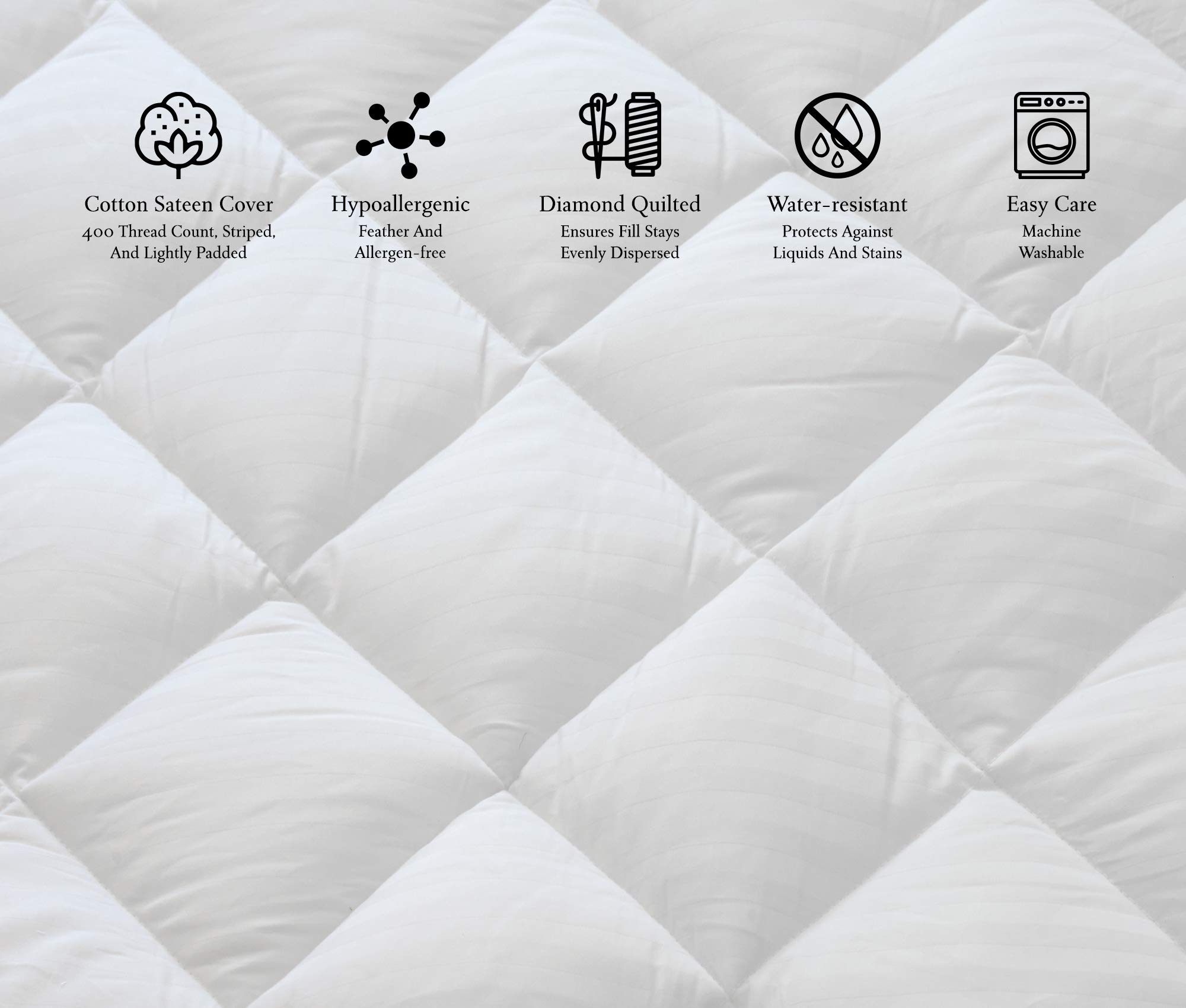 St. Regis Hotels Mattress Pad - Quilted Mattress Topper - Fits Mattresses Up to 18" - King (78" x 80" x 18")