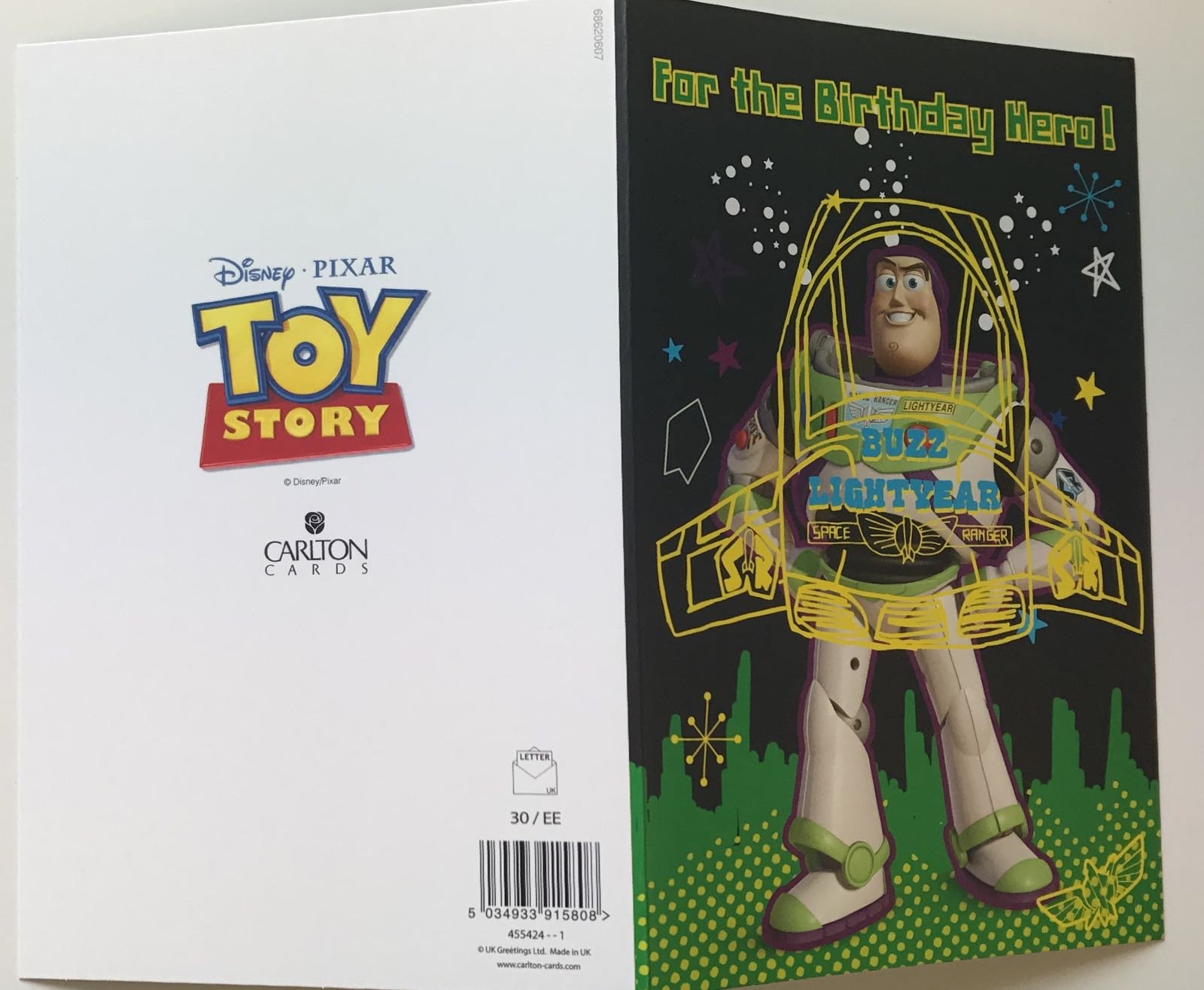 Disney toy story buzz lightyear for the birthday hero! birthday card