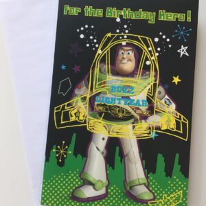 Disney toy story buzz lightyear for the birthday hero! birthday card