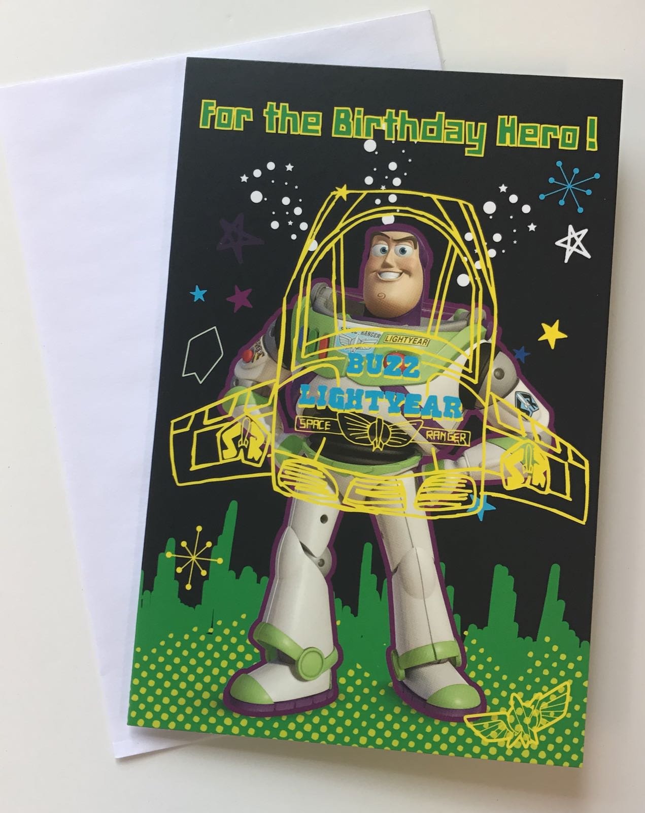 Disney toy story buzz lightyear for the birthday hero! birthday card