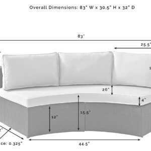 Crosley Furniture Catalina Outdoor Sectional Sofa, 3-Person Wicker Patio Couch for Deck, Backyard, Poolside, Brown