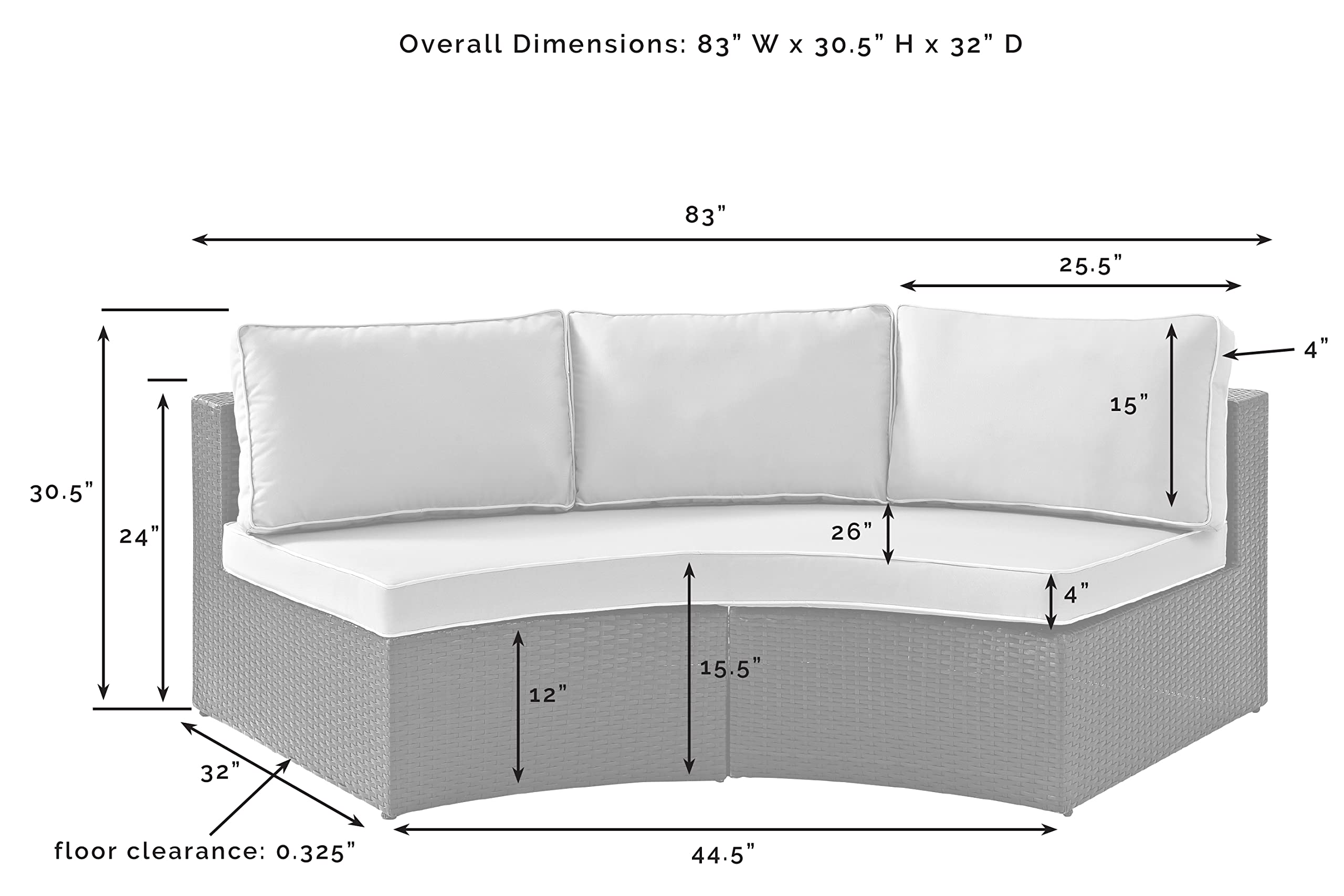 Crosley Furniture Catalina Outdoor Sectional Sofa, 3-Person Wicker Patio Couch for Deck, Backyard, Poolside, Brown