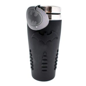 Paladone Batman Travel Mug with Silicone Grip Sleeve, 15oz, Insulated Stainless Steel Tumbler with Lid, Officially Licensed DC Comics Coffee Mug