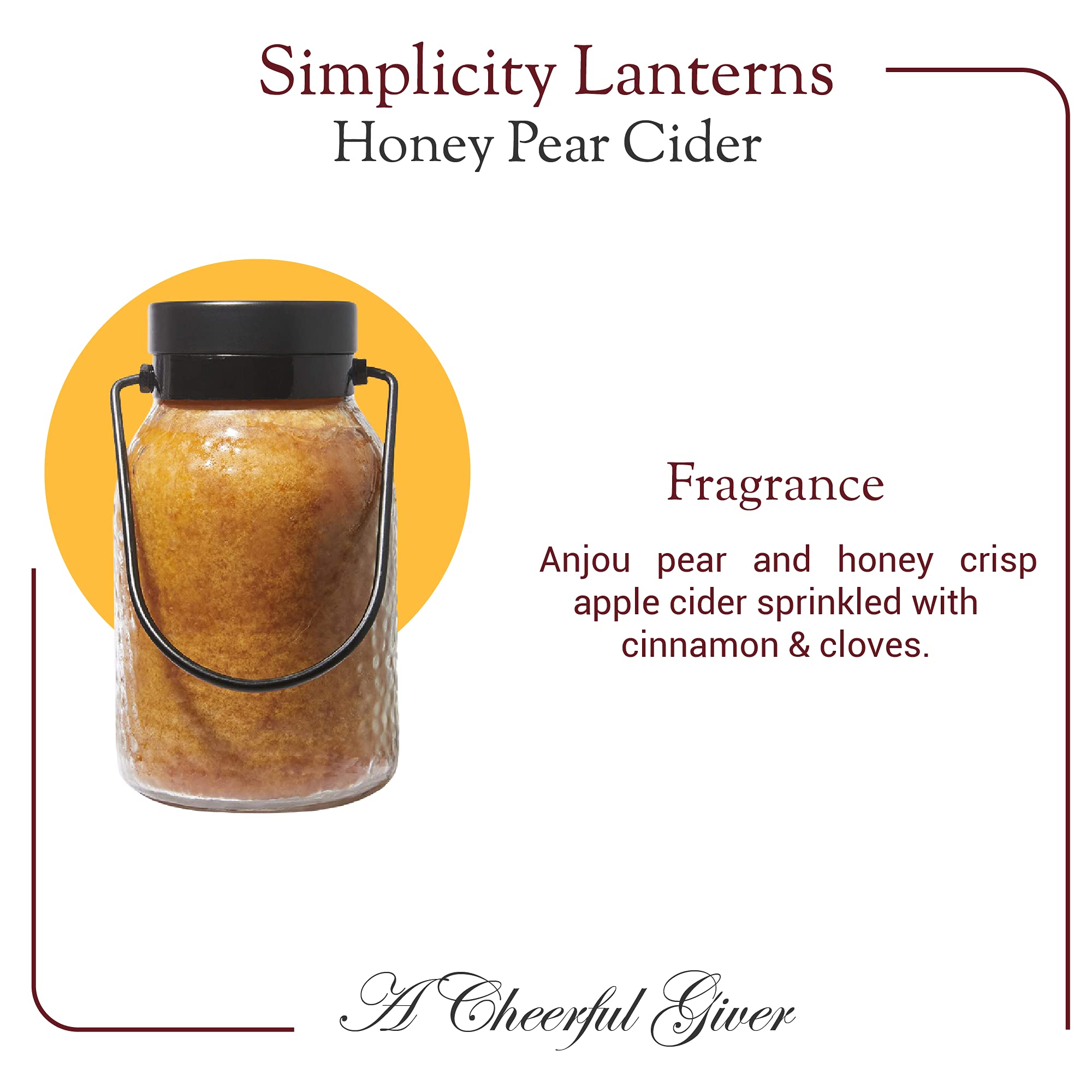 A Cheerful Giver Honey Pear Cider 16oz Simplicity Lantern Candle, 16-Ounce