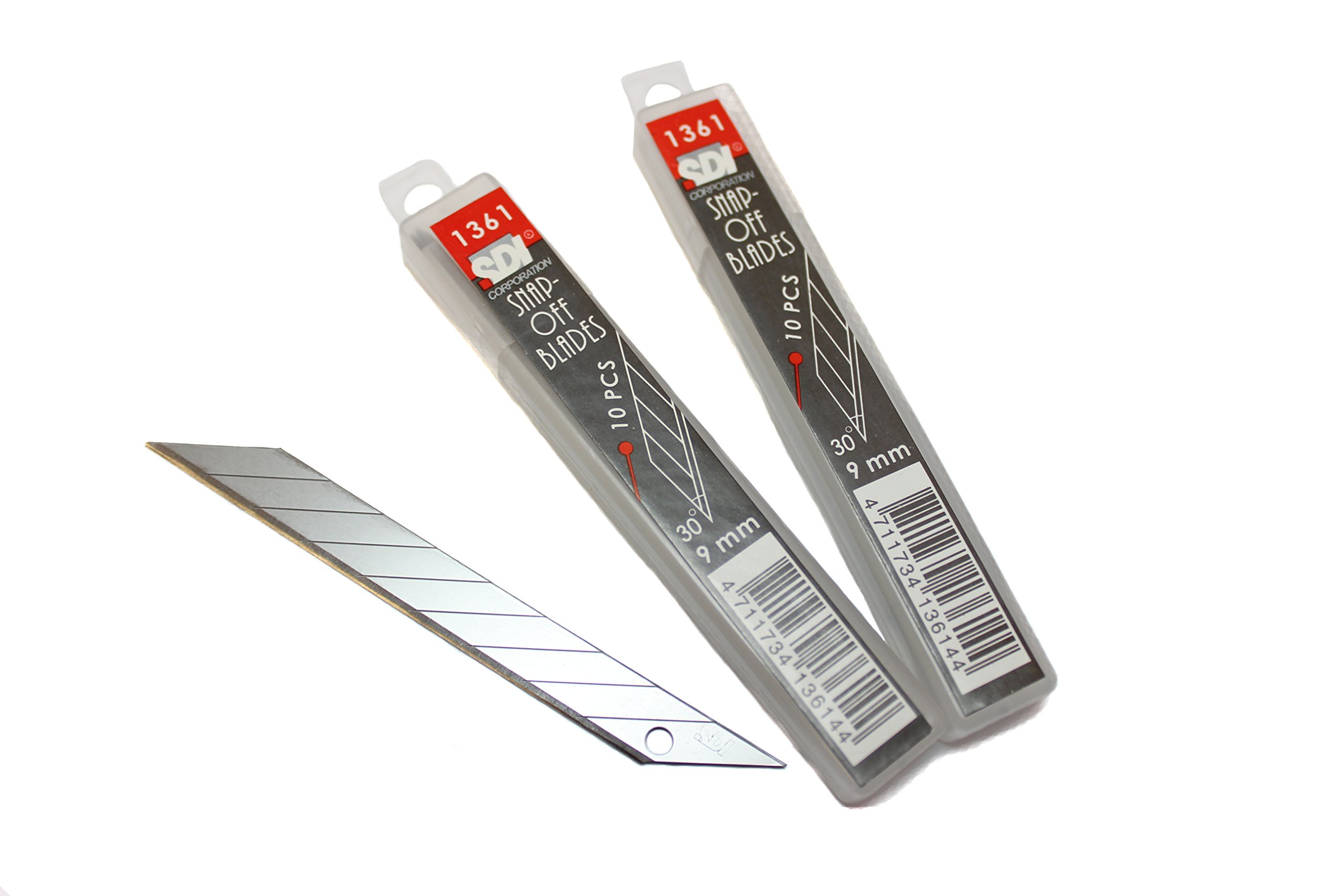 SDI-1361 9mm Snap-off Precision 30 Degree Sk2+cr Blade, 2 packs of 10 Blades (20 Blades)