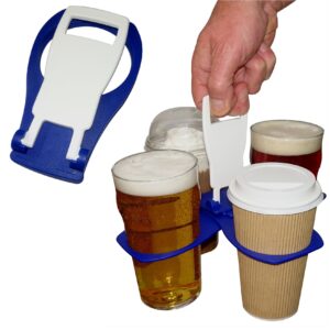 CarryAround Fold Away Cup Carrier/Caddy [Made in UK] Take-Out Coffee Soft Drink Pint Beer Beverage Holder, Sturdy Reusable Pocket Size, Festival Sports Gigs - Easy & Safe - hot Drinks, 2,3,4 Cups