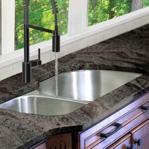 Nantucket Sinks NS7030-R-16 70/30 Reverse Double Bowl 16 Gauge Undermount Stainless Steel Kitchen Sink, 32.5"