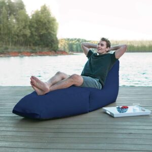 Jaxx Prado Outdoor Bean Bag Chaise Lounge Chair, Navy Stripes