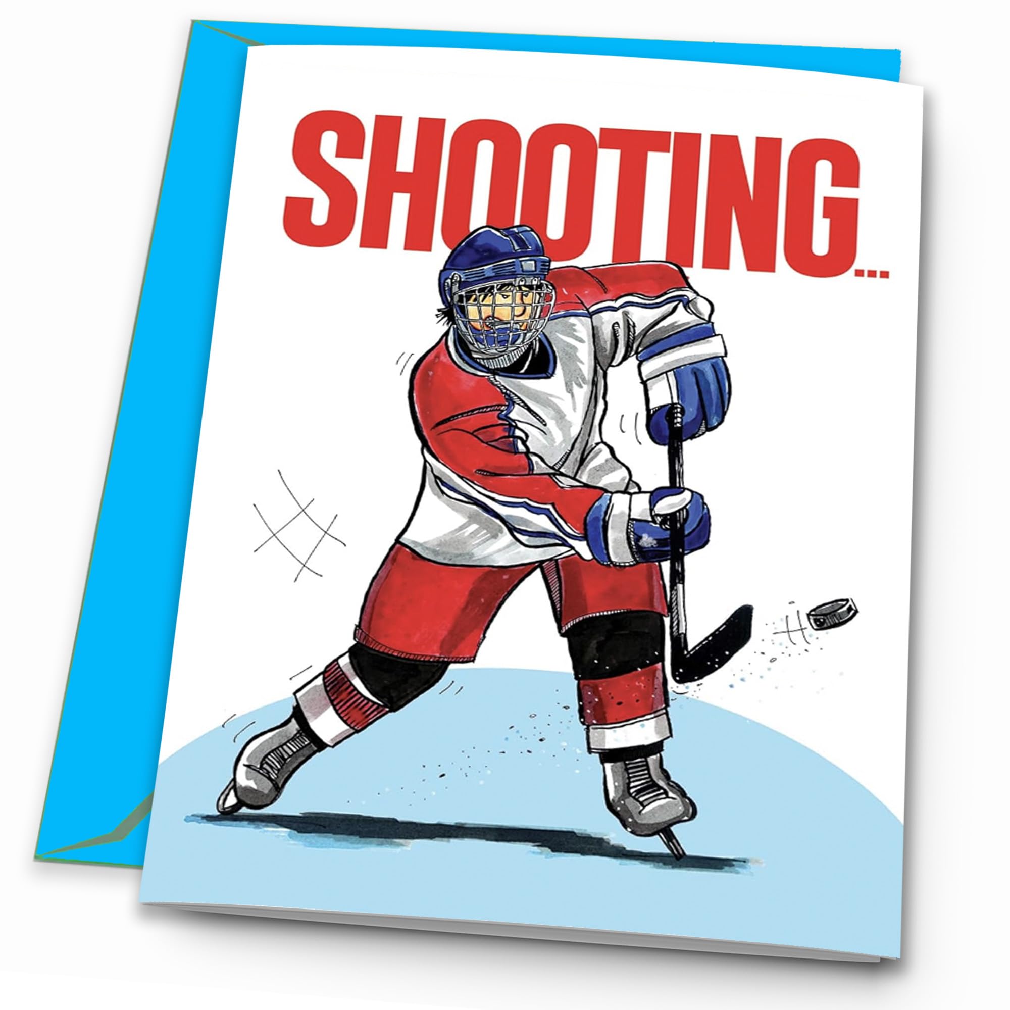 Play Strong Hockey Birthday Card 1-Pack (5x7) Power Player Illustrated Sports Birthday Cards Greeting Cards- Awesome for Hockey Players, Coaches and Fans Birthdays, Gifts and Parties!