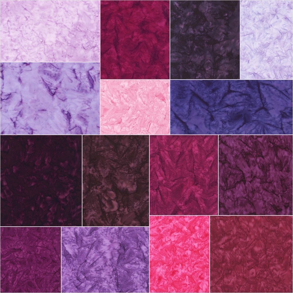 Lunn Studios Artisan Batiks Prisma Dyes Plum Perfect 15 Fat Quarter Bundle Robert Kaufman Fabrics FQ-830-15