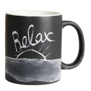 Personalized Chalkboard Ceramic Coffee Mug - Start Each Day with a New Message (Chalk Included), 300ml