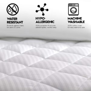 W Hotels Mattress Pad - Diamond Quilted Mattress Topper - Fits Mattresses Up to 18" - King (78" x 80" x 18")