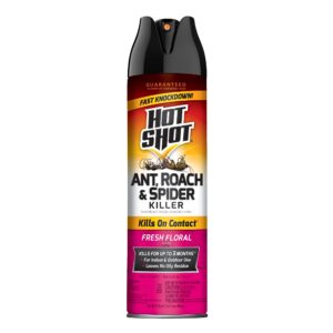 hot shot ant & roach plus germ killer, fresh floral scent aerosol, 17.5-ounce, 12-pack