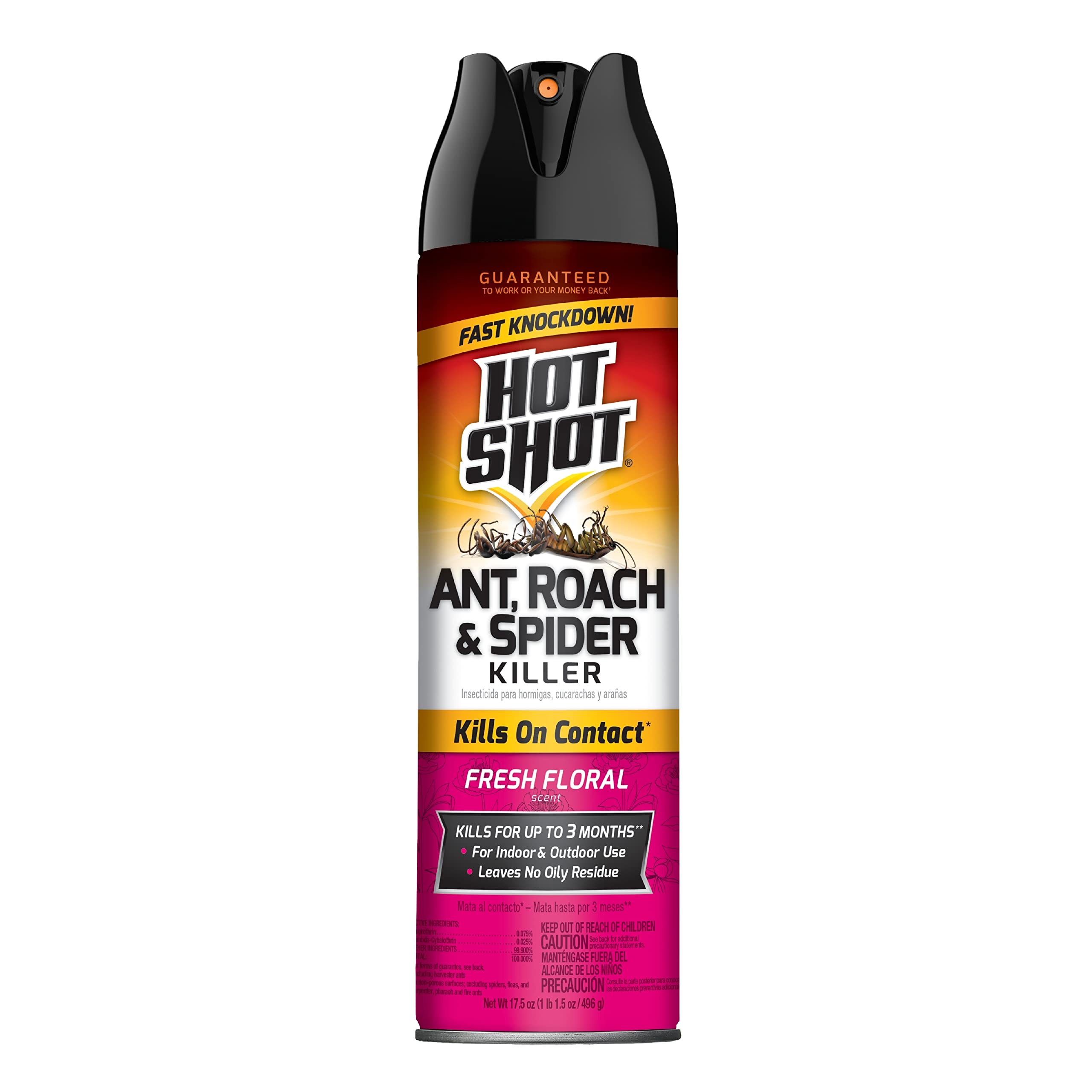 Hot Shot Ant & Roach Plus Germ Killer, Fresh Floral Scent Aerosol, 17.5-Ounce, 12-Pack