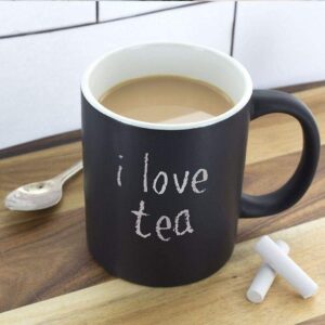 personalized chalkboard ceramic coffee mug - start each day with a new message (chalk included), 300ml