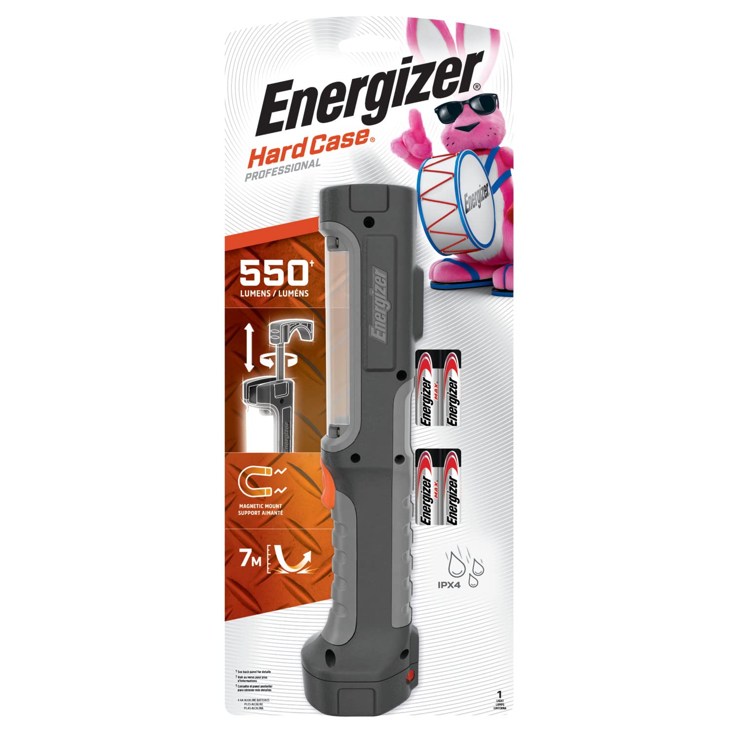 Energizer HC-550 LED Flashlight, Water Resistant LED Magnetic Work Light, Flash Light with AA Batteries Included, Pack of 1