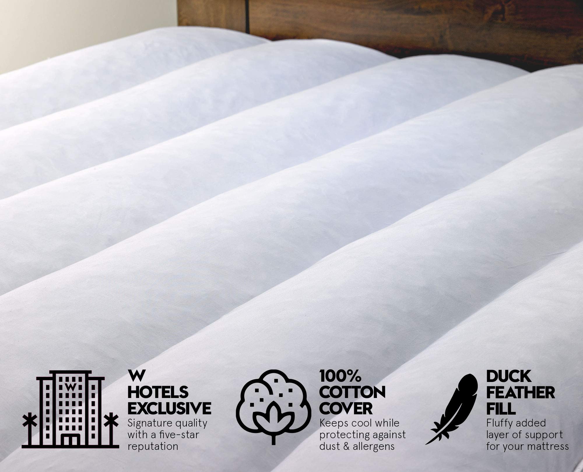 W Hotels Featherbed - Mattress Cover - Hotel Luxurious, Soft Duck Featherbed - King (76" x 80")