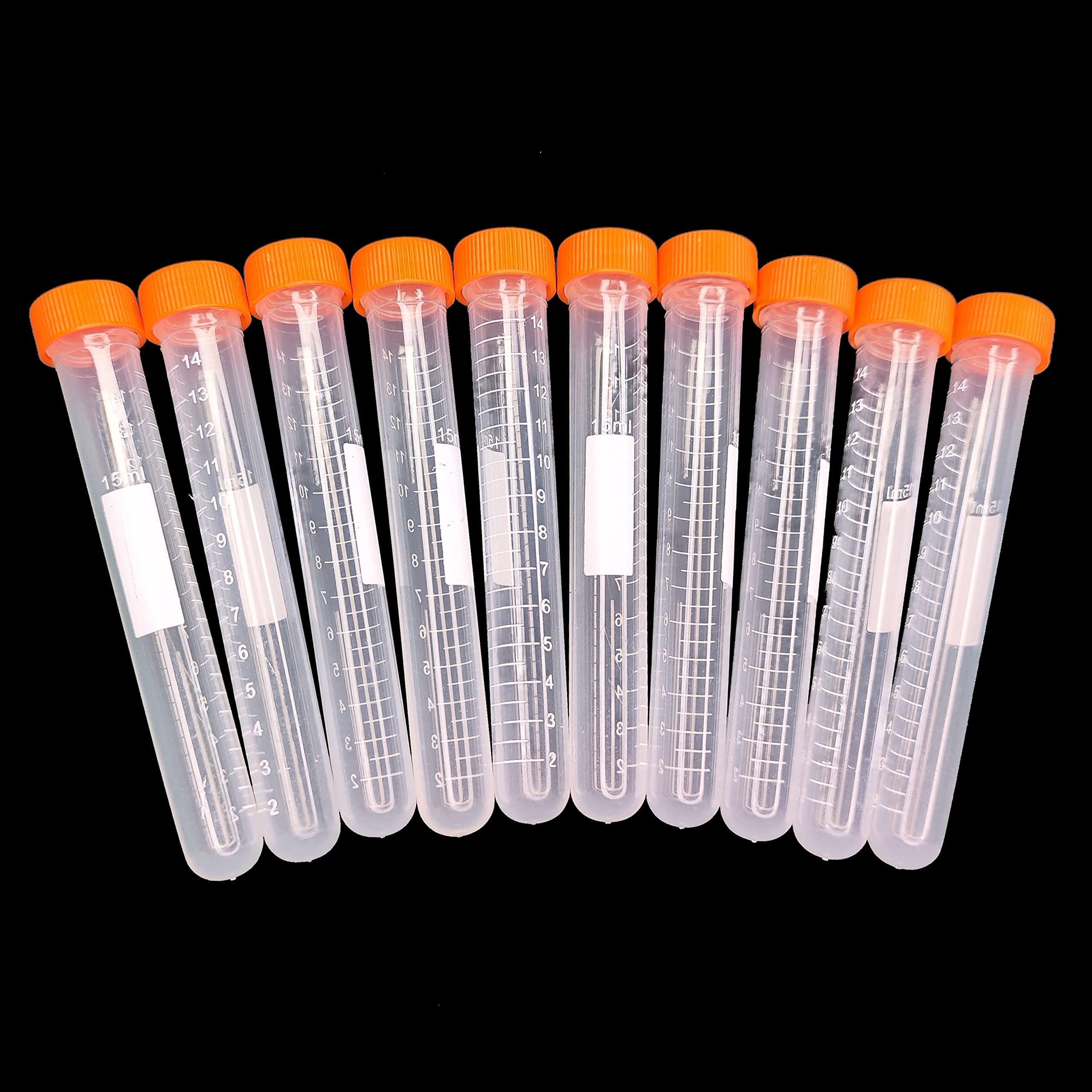 Bipee Conical Centrifuge Tubes 15mL, 100PCS Pack Sterile Plastic Test Tubes with Screw Caps, Polypropylene Container with Graduated and Write-on Spot, Non-Pyrogenic, DN/RNase Free