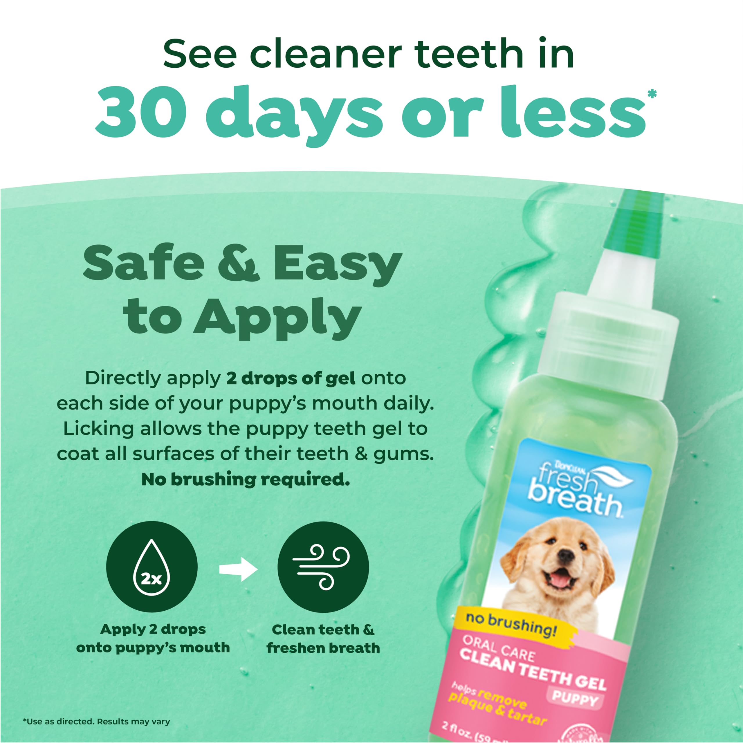 TropiClean Clean Teeth Gel for Puppies | No Brush Puppy Dental Gel | Puppy Toothpaste | Puppy Tooth Gel for Small Dogs | Made in the USA | 2.2 oz.