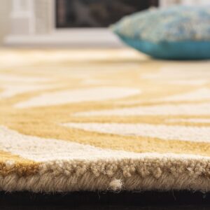 SAFAVIEH Dip Dye Collection 2' x 3' Beige / Gold DDY527M Handmade Floral Watercolor Premium Wool Accent Rug