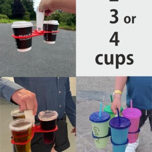 CarryAround Fold Away Cup Carrier/Caddy [Made in UK] Take-Out Coffee Soft Drink Pint Beer Beverage Holder, Sturdy Reusable Pocket Size, Festival Sports Gigs - Easy & Safe - hot Drinks, 2,3,4 Cups