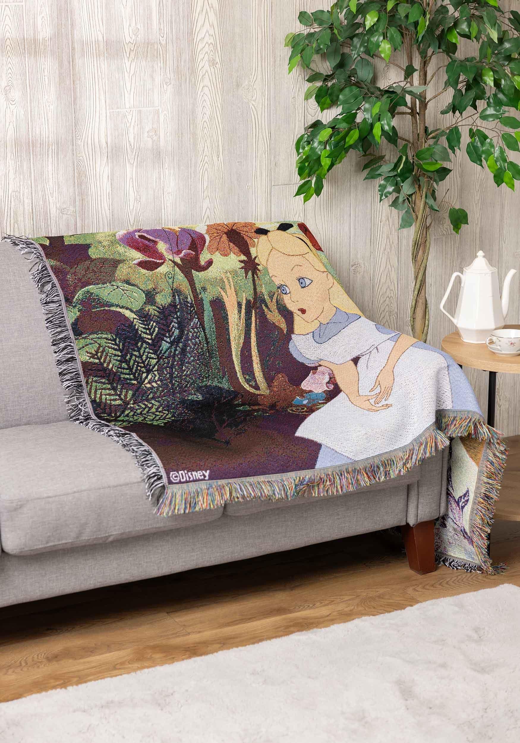 Disney Alice in Wonderland, "Alice in the Garden" Woven Tapestry Throw Blanket, 48" x 60"